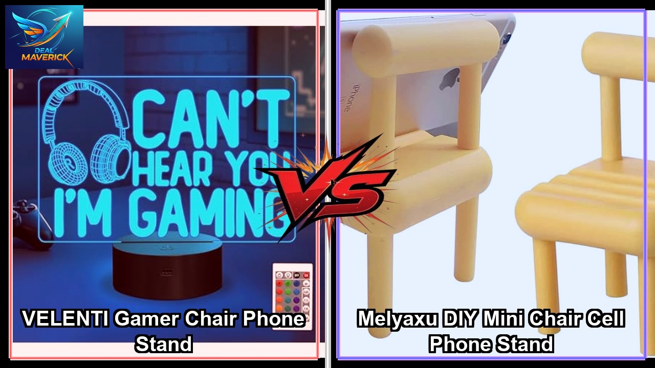 review of VELENTI Gamer Chair Phone Stand vs Melyaxu DIY Mini Chair Cell Phone Stand