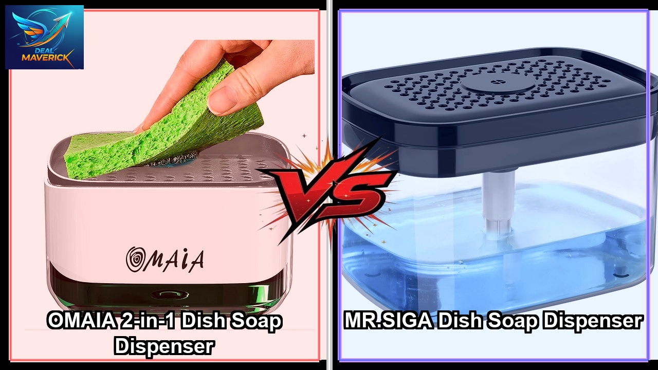 review of OMAIA 2-in-1 Dish Soap Dispenser vs MR.SIGA Dish Soap Dispenser